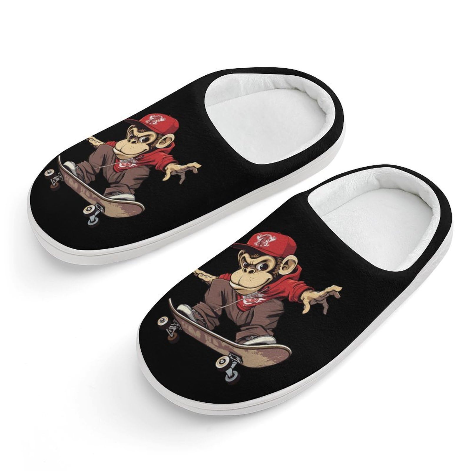Skateboard Monkey Cute Cotton Slippers Anti-slip House Shoes Funny Slipper Indoor Outdoor