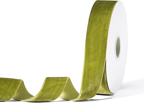 Cinta de terciopelo verde oliva para envoltura de regalos, cinta de recorte para bodas, manualidades, decoración floral, día festivo, decoración del