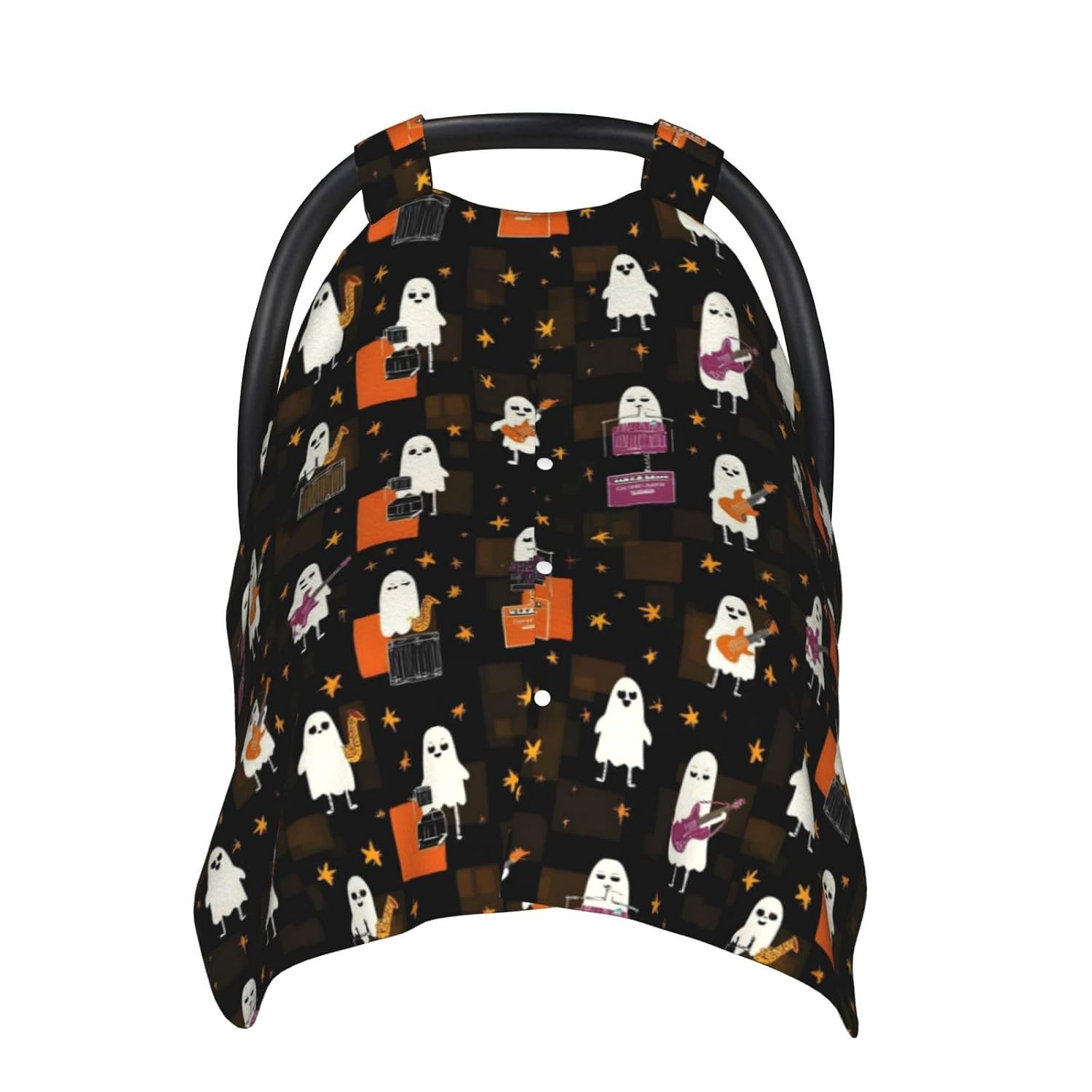 Funny Ghost Music Guitar Print Baby Car Seat Covers, Cute Nursing Cover Breastfeeding Cover, Breathable Stroller Covers, Multi-use Infant Carseat Canopy, Baby Boys Girls Newborn Essentials