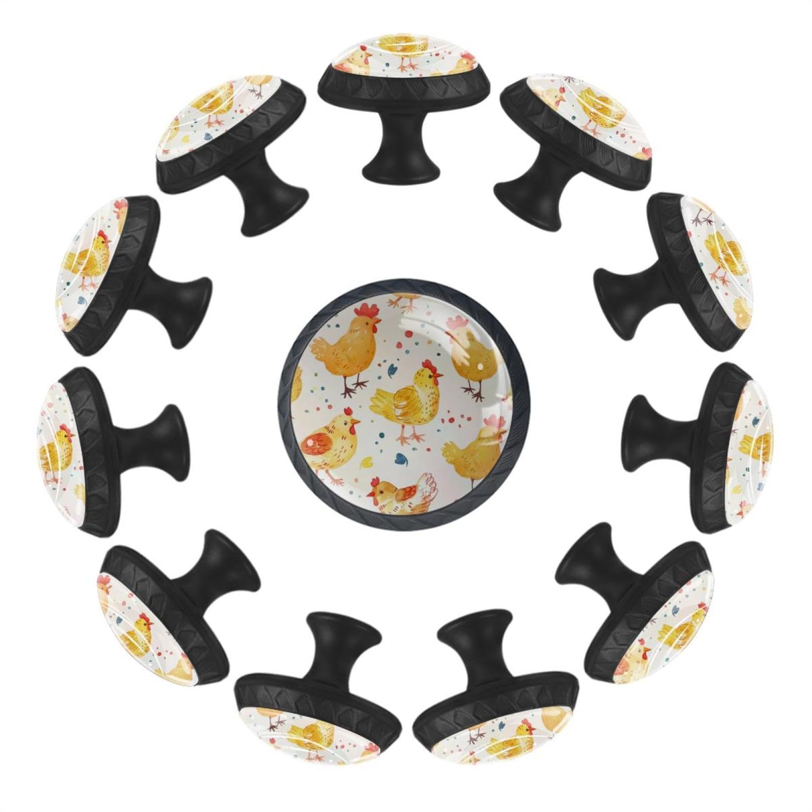Boutons de tiroir en verre transparent Funny Little Chicken lot de 12 cristal