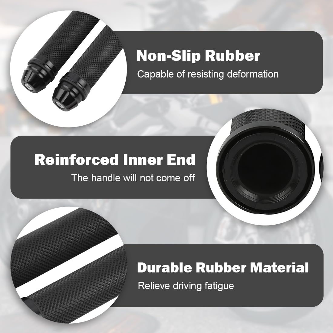 Manopole Moto, 1 Paio Universali 22/24Mm Antiscivolo Per Scooter E Ciclomotori (Nero)