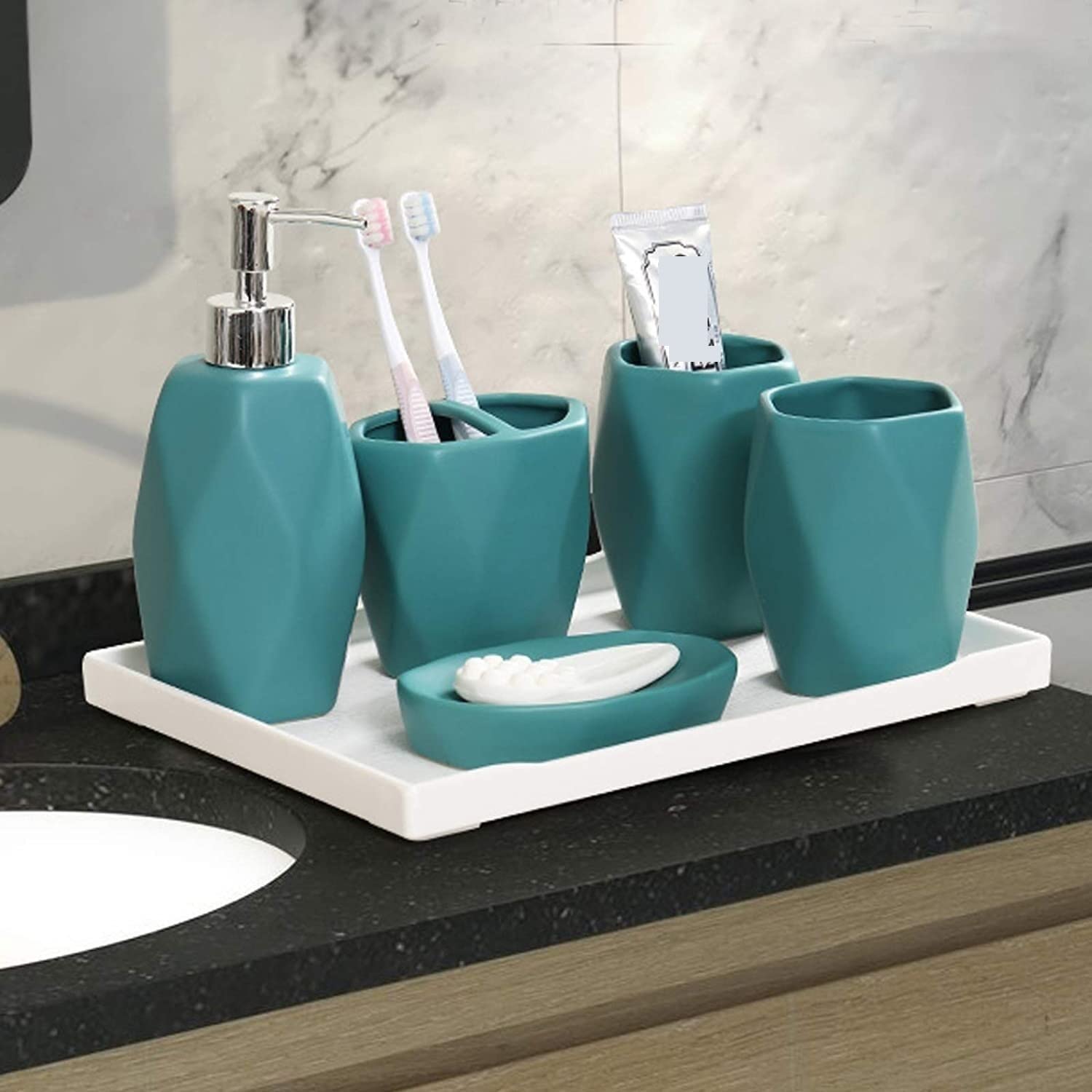 Badzubehör Set Badezimmer Set Bad-Accessoires-Set Badezimmerzubehör Aus Keramik, Kreatives Badzubehör Im Nordischen Stil, Eine Vielzahl Von Farben Als Geschenk Badezimmer Zubehör Set Badezimmerzubehör