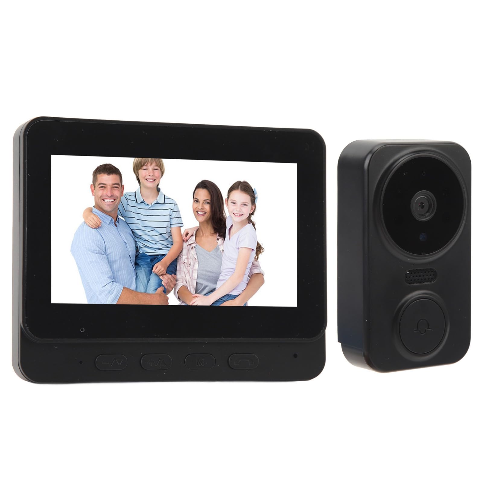 Wireless WiFi Video Intercom System, Infrared Night Vision Visual Intercom Doorbell System with Camera & Monitor, 2 Way Voice 1080P HD Wireless Video Doorbell, Home Security System