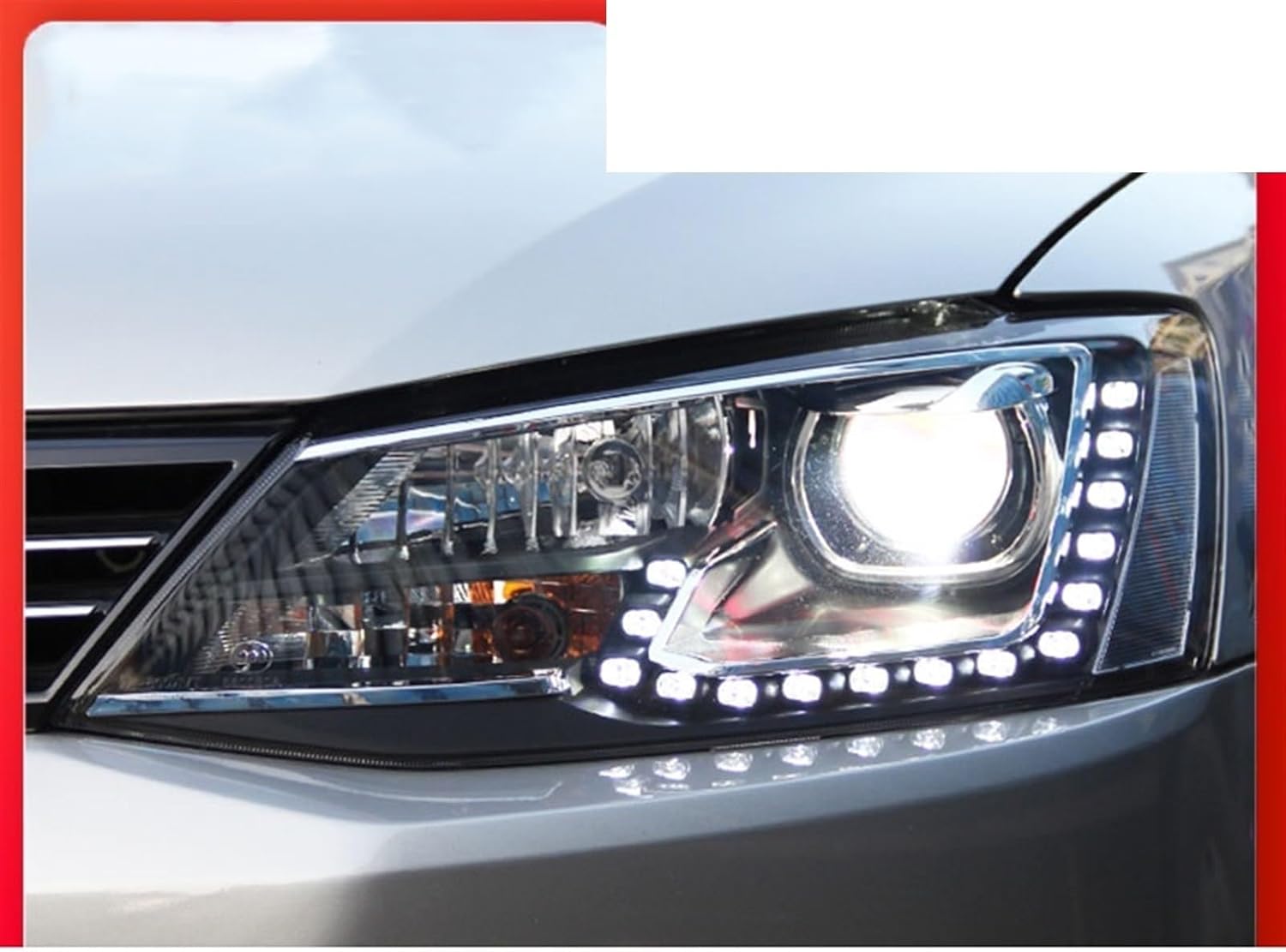 LED Headlight Compatible With VW Jetta Headlights 2011-2018 Jetta Gli LED Headlight Europe Version Led Drl Hid Bi Xenon Auto Accessories(Headlight No Bulb)