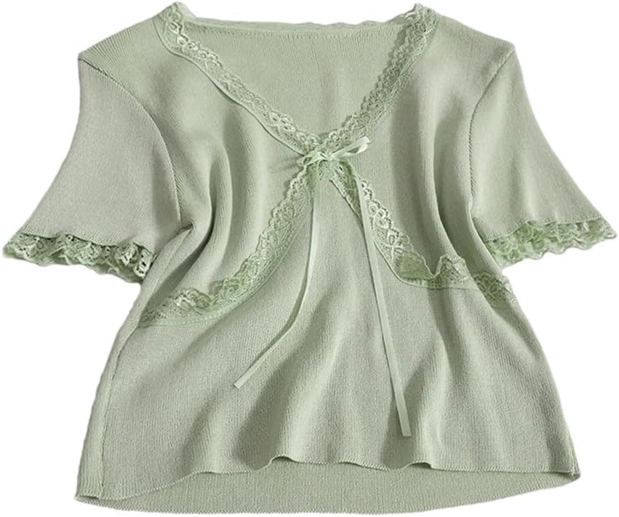 Women's Lace Trim V-Neck T-Shirt