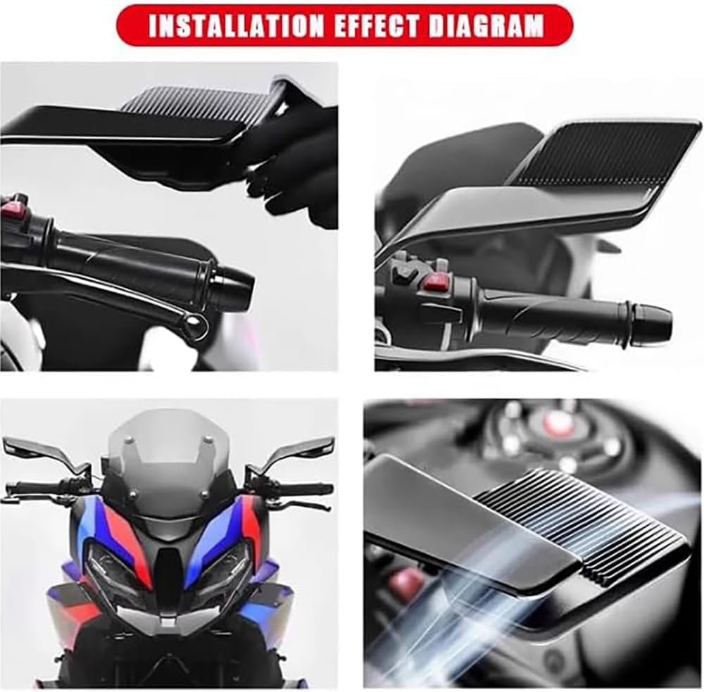 Rétroviseur Moto pour Benelli TRK 502, Réglable Rétroviseurs Latéraux de Moto Rotatif à 360° Réduire l'angle Mort Installation Facile,A