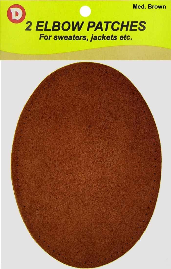 2 Large Sew-On Natural Suede Elbow Patches 4.75 in x 6.5 in - (Golden Brown.)