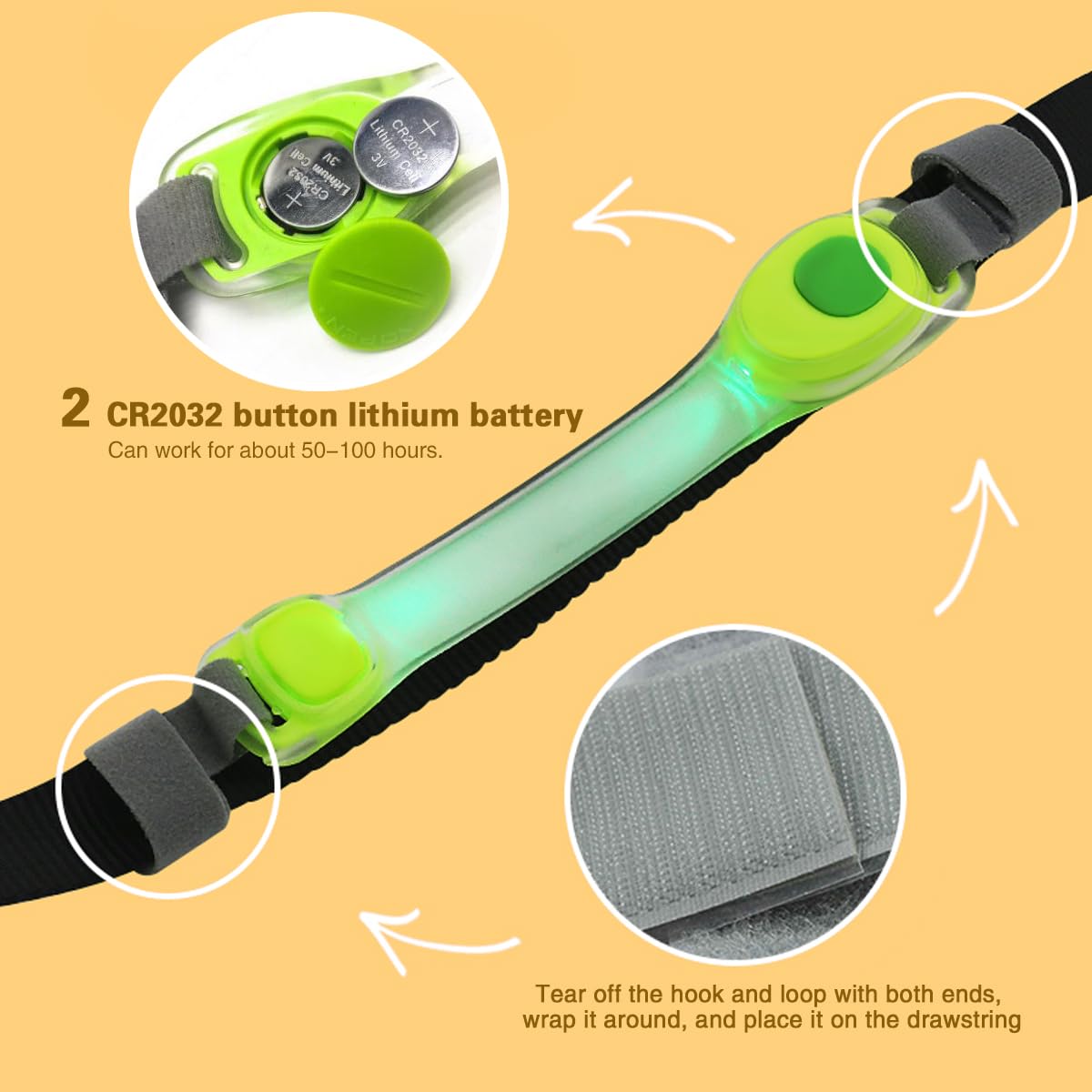 Juego de correa de perro resistente y luz LED, luz LED con calcomanías de nailon, accesorios universales brillantes fáciles de colocar, correa de collar y arnés, banda de seguridad con luz LED para