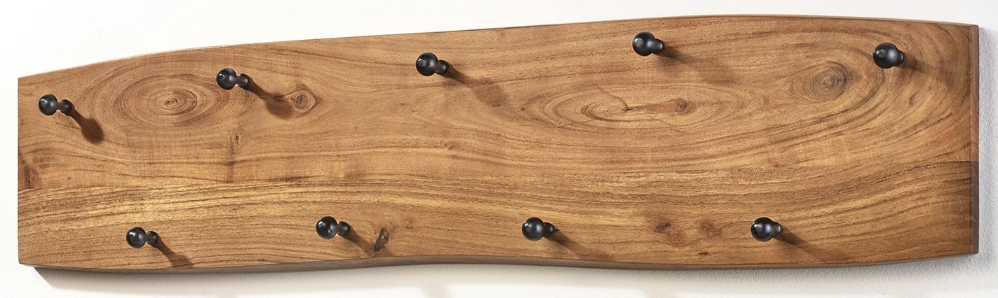 Kobolo Garderobe Wandgarderobe aus Akazienholz mit 4 Haken
