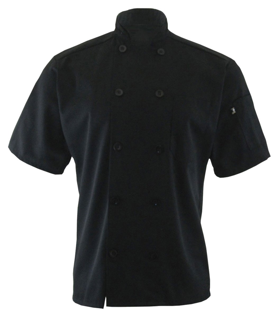 Edwards Garment 10 Button Short Sleeve Chef Coat, Black, XL