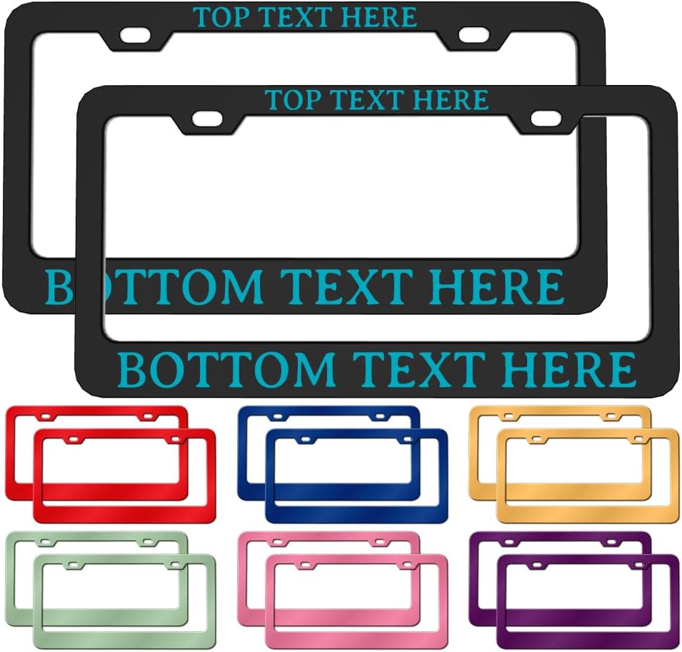 2 Pack License Plate Frames, Custom License Plate Frame Personalized with Custom Text Logo Image Design Front License Plate Holder Car Accessories 6x12 inches