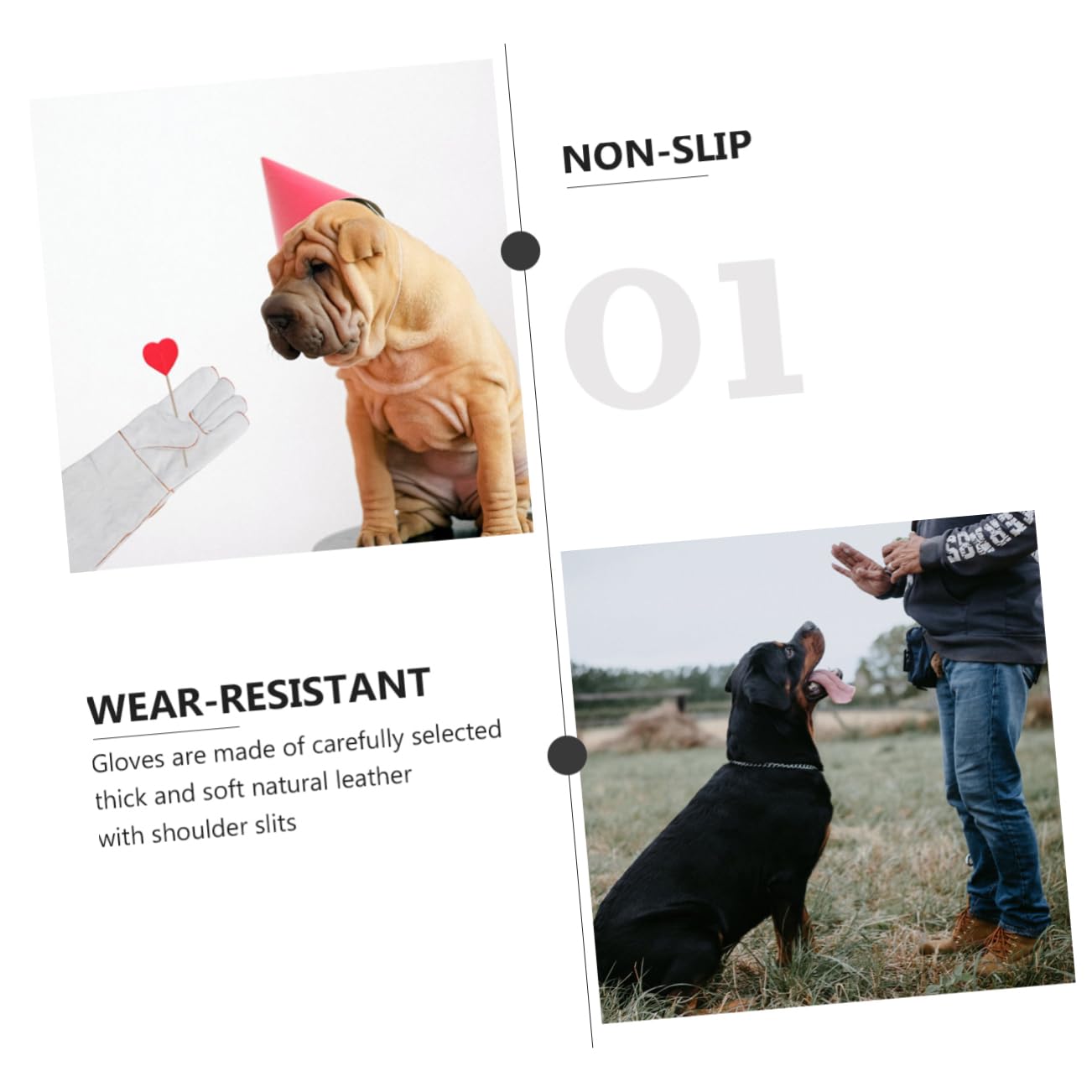 1 Paar Haustier-Anti-Biss-Handschuhe, bisssichere Hundehandschuhe, Fütterungshandschuhe, Haustier-Badehandschuhe, Haustier-Schutzhandschuhe, Fellpflege-Handschuhe, Stulpen, kosmetische Leder-Anti-Hand