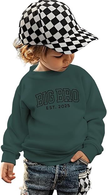 Big Brother Sweatshirt Toddler Baby Boy Embroidery Big Bro Est. 2025 Pullover Crewneck Clothes Announcement Fall Top