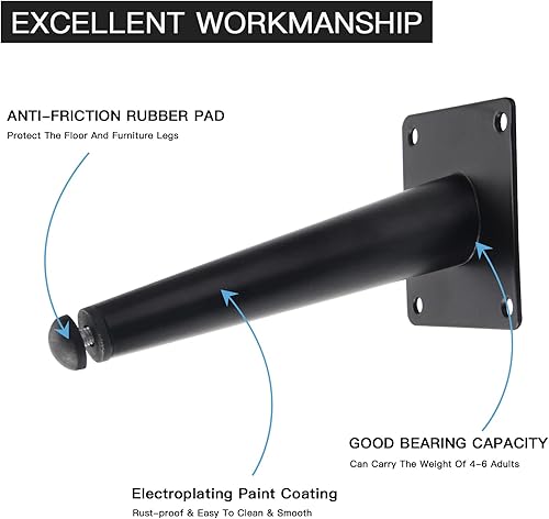 Miniatura 5 de Juego de 8 patas ajustables de 4 pulgadas para muebles, patas de mesa oblicuas de metal, patas de sofá, patas de mesa auxiliar, patas de silla,