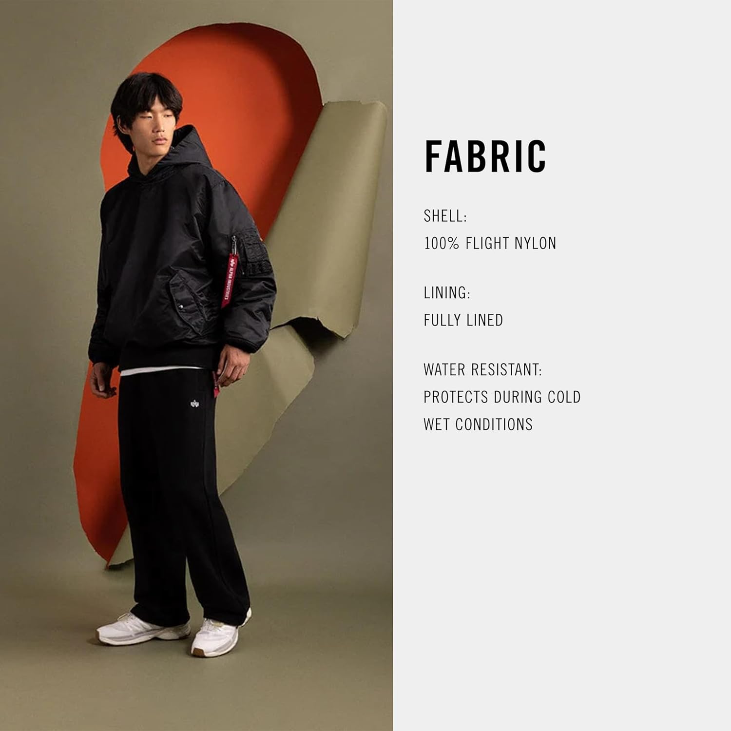 Alpha Industries Men's Pull-Over Hooded MA-1 Flight Bomber Jacket 100% Nylon Water Resistant Utility Pockets Fall Outerwear - Image 4