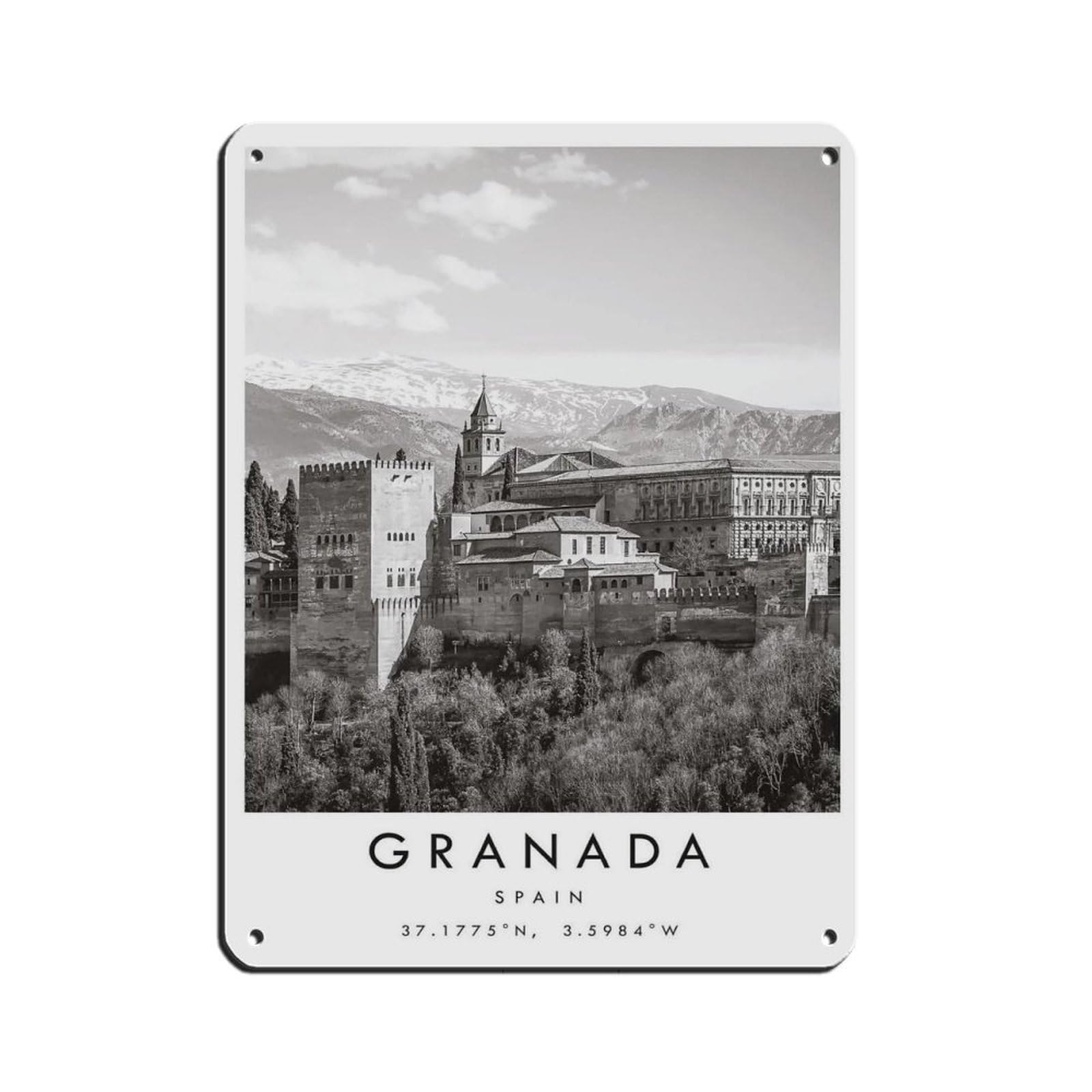 Granada Travel Retro Poster Metal Tin Sign Chic Art Retro Iron Painting Bar People Cave Cafe Family Garage Poster Wall Decoration 12x16inch(30x40cm)