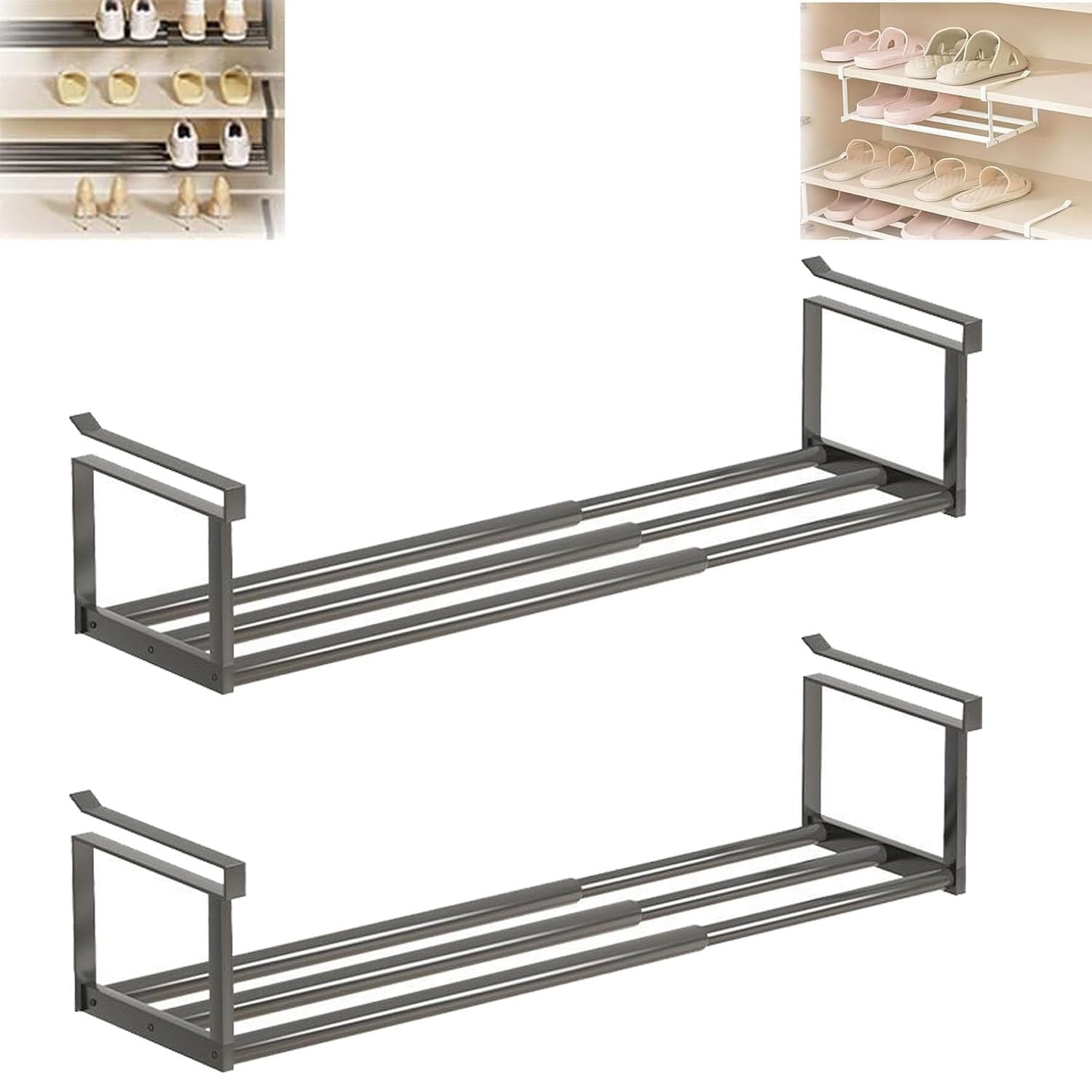 Slimdescent - Zapatero extensible ajustable para zapatos, ropa y ac retráctil para cabi y armarios