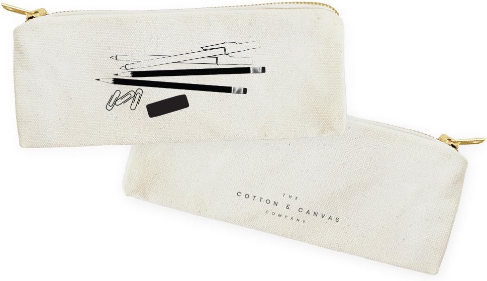 The Cotton & Canvas Co. Pen and Pencil Graphic Small Cosmetic Case and Travel Pouch for Office and On The Go image 2