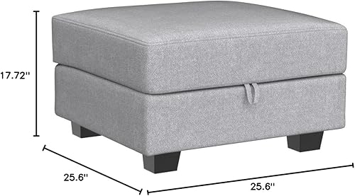 Miniatura 2 de HONBAY Módulo otomano cuadrado para sofá modular, otomana cuadrada con almacenamiento para sofá modular seccional, gris