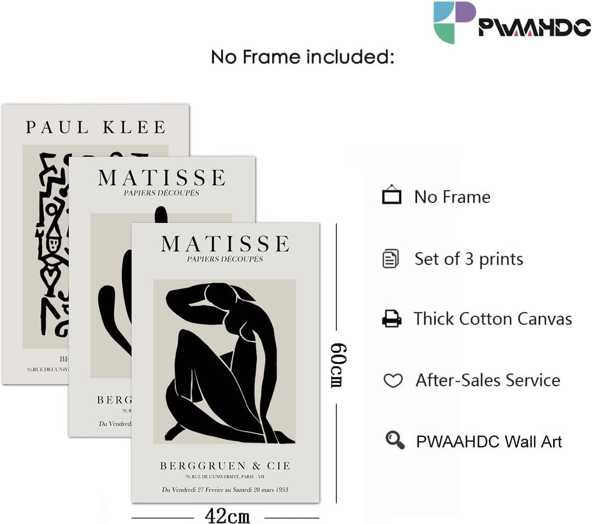 PWAAHDC Set of 3 Matisse Wall Art Prints - Image 2