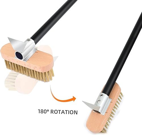 Miniatura 4 de Cepillo para horno de pizza con raspador, cepillo de cerdas de latón con mango largo de 33 o 47 pulgadas, accesorios para horno de pizza