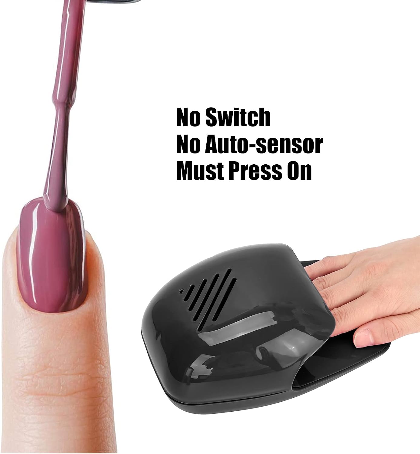 Portable Nail Dryer, Portable Nail Fan Dryer, Cooling Fan Nail Polish Quick Dryer for Normal Nail Polish Suitable e for Household and Salon(Black)