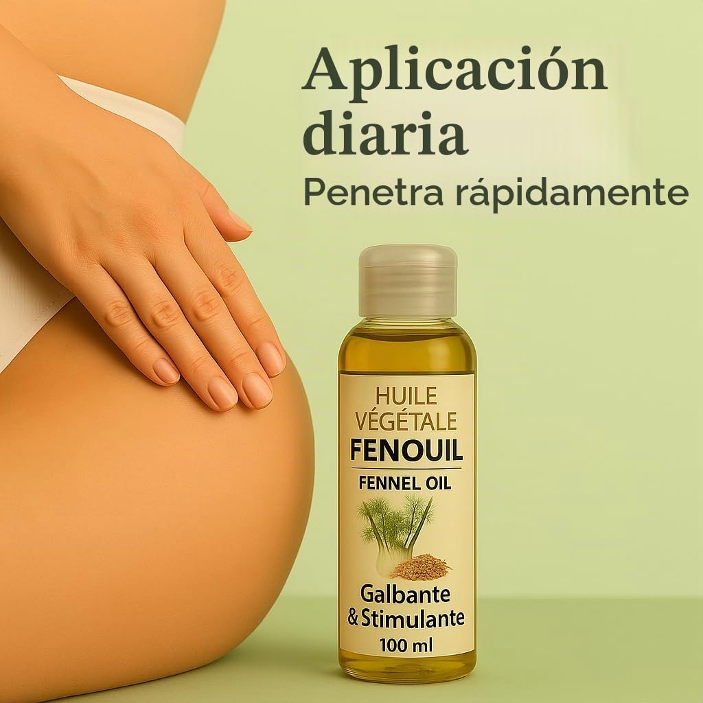 Aceite de hinojo puro 100% natural – Aceite para engordar las nalgas, gordas glúteos, reafirmar el pecho y desarrollar las caderas – Volumen y firmeza – Fabricación francesa – 100 ml