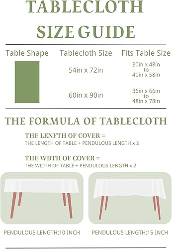 Miniatura 5 de Mantel de vinilo con diseño de hojas blancas de 54 x 72 pulgadas, mantel de PVC impermeable a prueba de aceite con bordes festoneados y grano en