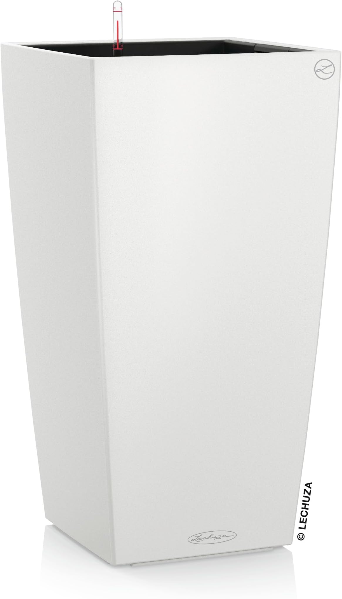 13130 Cubico Color 30 Self-Watering Planter for Indoor and Outdoor Use, 12" x 12" x 22", White Matte