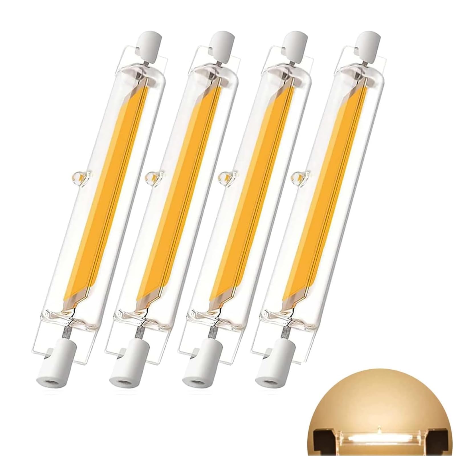 MJGFD R7S LED 118mm Dimmbar, 20W R7S LED Lampen Ersatz für 200W J118mm Halogen Leuchtmittel, Kaltweiß 6000K 2000LM, Led R7s Stab Kein Flackern, 360°Abstrahlwinkel, 4PCS