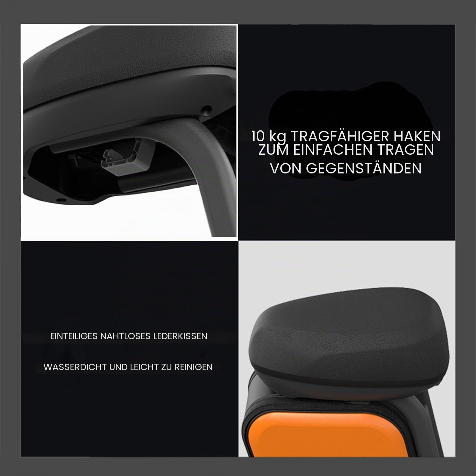 Multifunktionaler Scooter-Sitz, gepolstert mit verdicktem Stoßdämpfungsschaum, Sattel für Elektroroller mit 10-Liter-Aufbewahrungstasche für Segway Ninebot ZT3Pro(Grey)