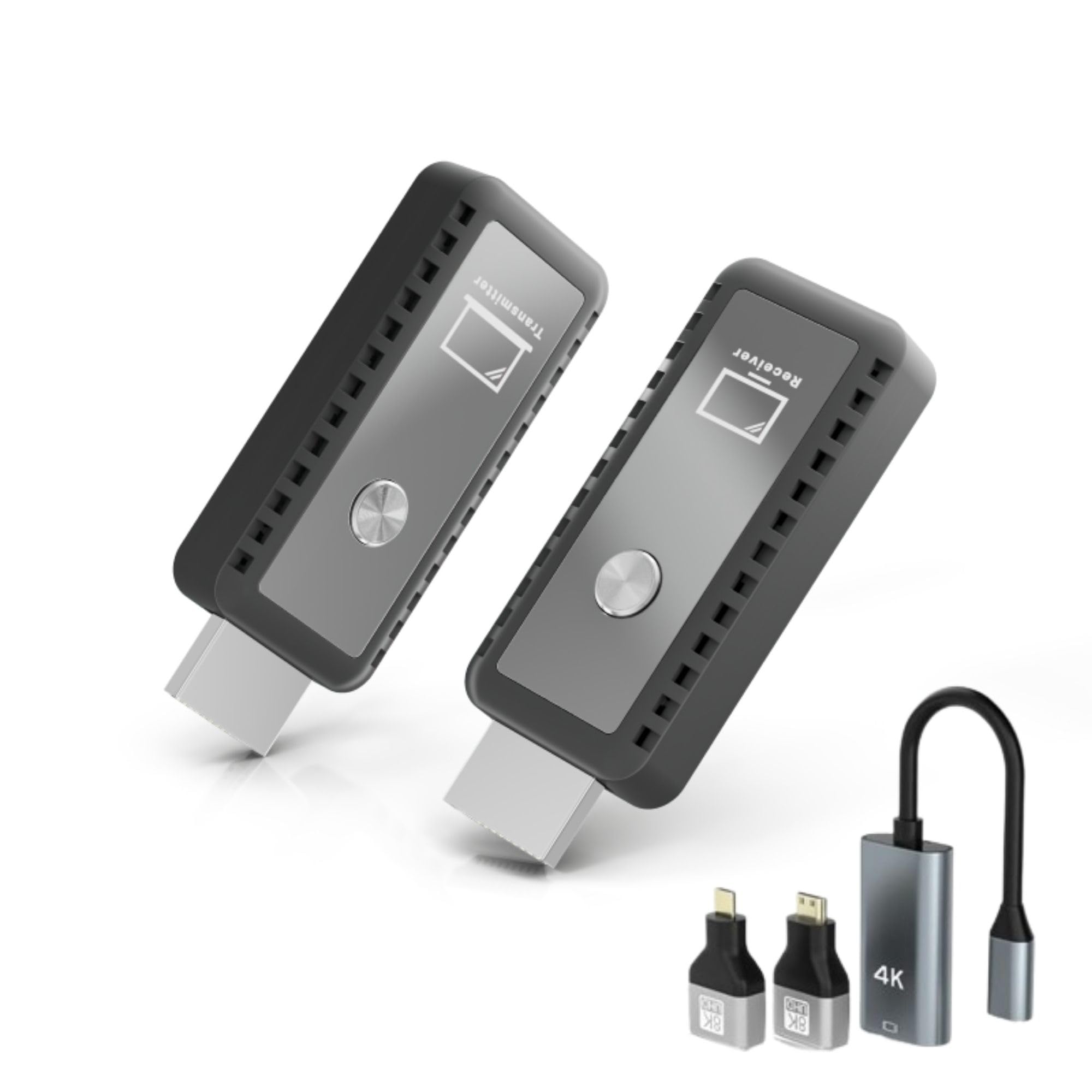 4K Wireless HDMI Transmitter and Receiver – Portable Mini Extender, Plug & Play, 1080P/4K Dual-Band (2.4/5GHz), Stream Video to Monitor, Projector, Screen, Laptop, PC, PS5, Camera