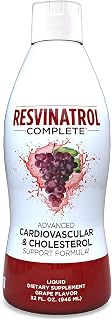 – 32 Fl. Oz. Advanced Liquid Cardiovascular & Cholesterol Support Formula – Liquid Resveratrol Supplement Promotes Healthy Aging, Heart Health & Energy Levels