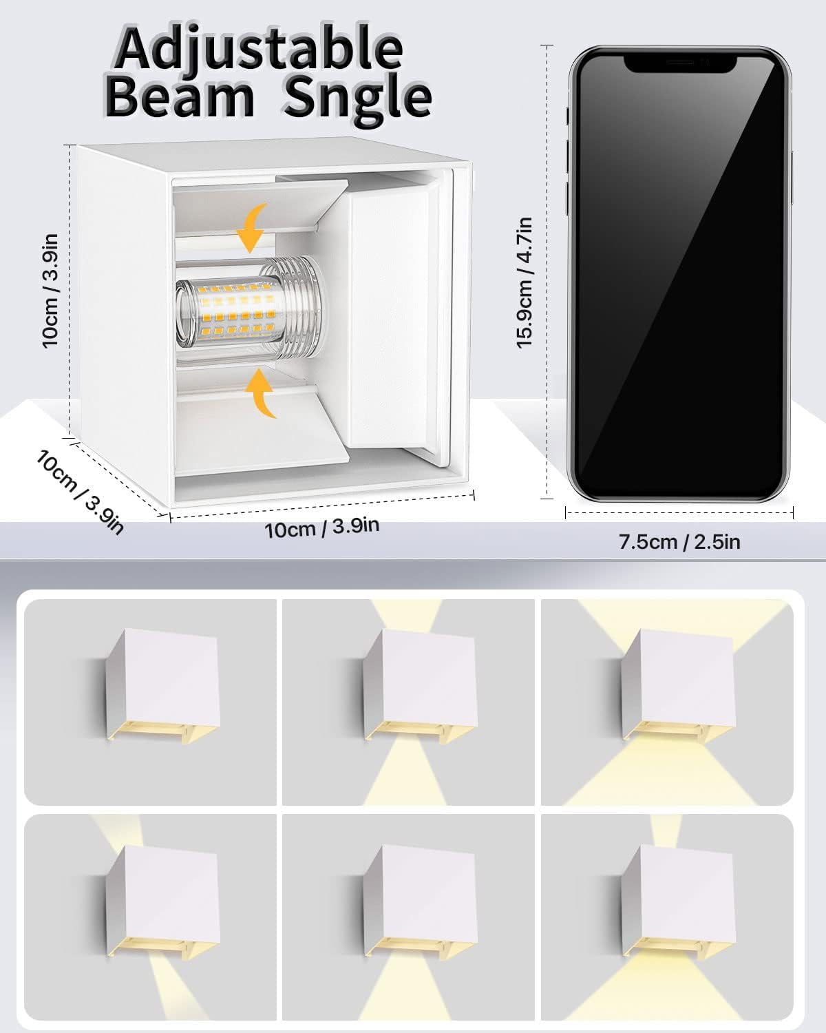 Lureshine Applique da Parete Interno G9 LED Lamp Angolo del Fascio Regolabile Lampada Alluminio Bianco Caldo 3000k Aplique LED da Parete Interni Adatto per Interni/Esternicamera (Bianco 2 Pezzi)