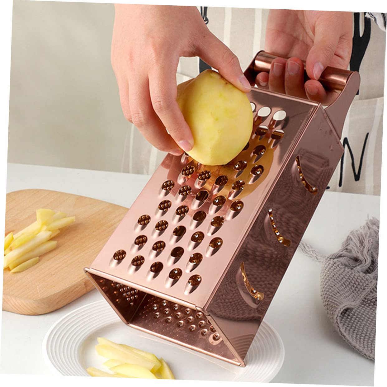 Rallador de Verduras y Corte Estable de Acero Inoxidable con 4 Lados Mango Ergonómico para Cocina Segura y Práctica