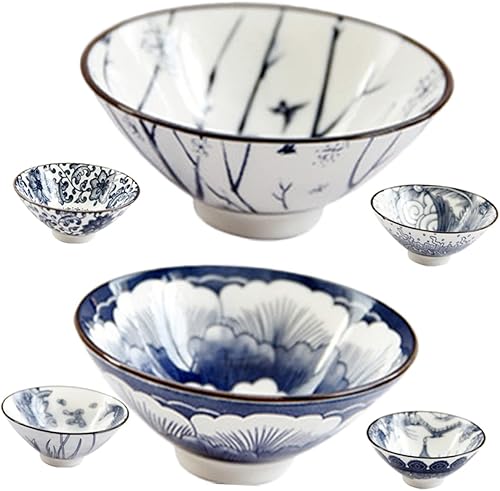 Miniatura 1 de 6pcs taza de té de porcelana azul y blanca Oficina Vintage Cerámica Contenedor de agua