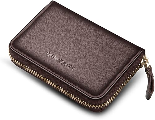 LAORENTOU Hombres Cartera Cuero Genuino Titular De La Tarjeta Para Hombre Marca Negocios Licencia De Conductor De La Tarjeta De Crédito, Marrón 3,