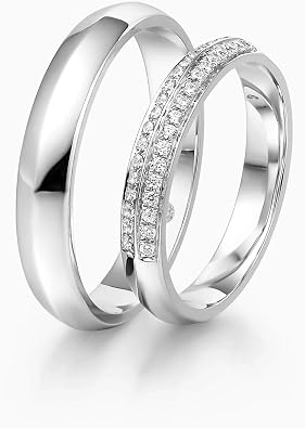 DIYA Personalized Wedding Ring Set for Couples Moissanite Wedding Rings Set for Him and Her 925 Sterling Silver/10K/14K/18K Gold Valentine's Day Christmas Gift for Wife and Husband