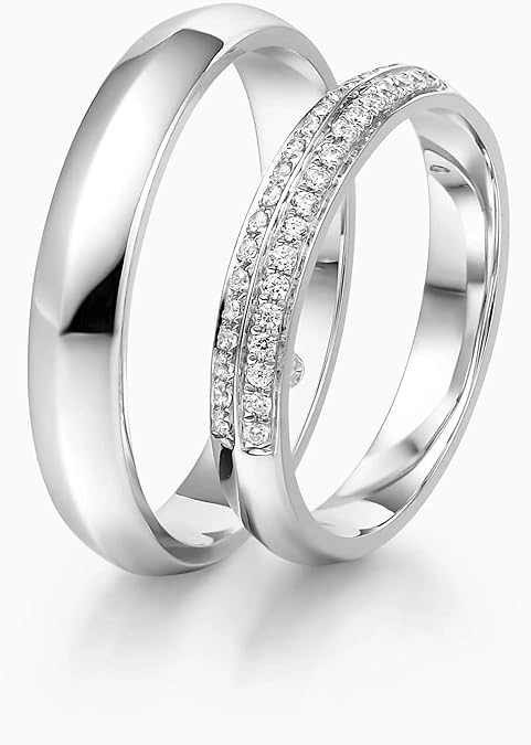 DIYA Personalized Wedding Ring Set for Couples Moissanite Wedding Rings Set for Him and Her 925 Sterling Silver/10K/14K/18K Gold Valentine's Day Christmas Gift for Wife and Husband