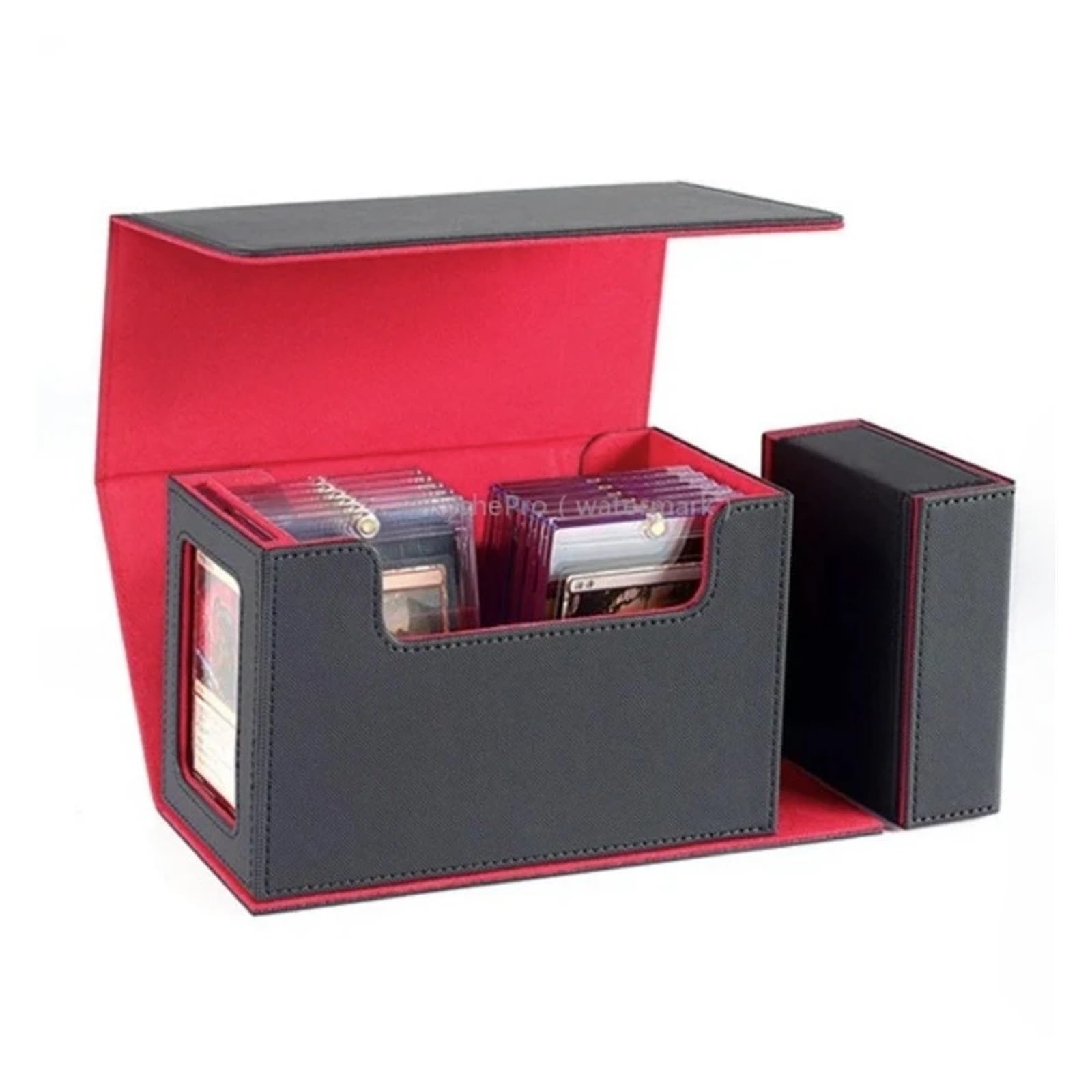 Deck Box Caja de almacenamiento cartas coleccionables con expositor Commander y bandeja for dados(Grey)