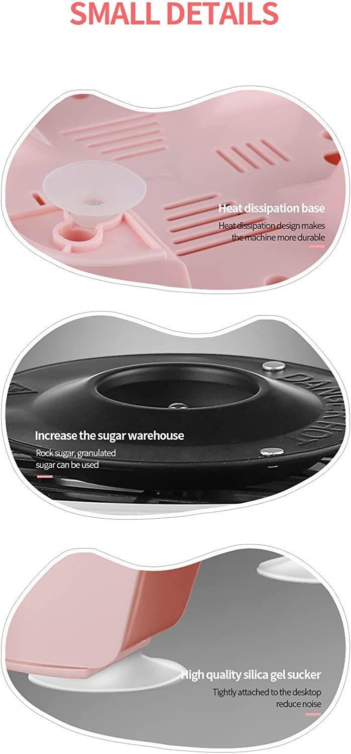 Mini máquina de algodón de azúcar, 500 W para Hacer algodón de azúcar en casa con Cuenco extraíble Antiadherente y Protector contra Salpicaduras, 298 mm de diámetro Grande, Tubo de