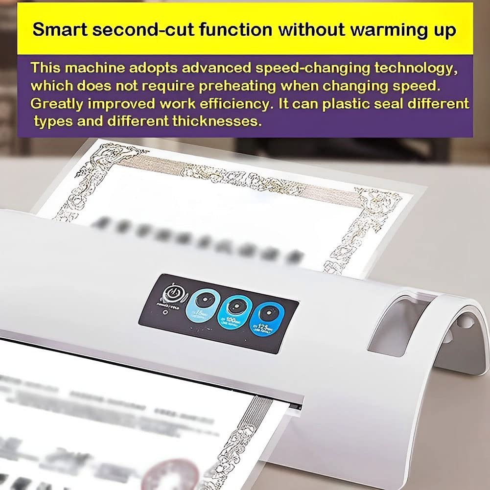 Plastificatrice automatica, plastificatrice A3 A4 plastificatrice a freddo/caldo, velocità 500 mm/min, con riscaldamento rapido di 3 minuti, scollatura con una sola chiave, per documenti, foto, carte