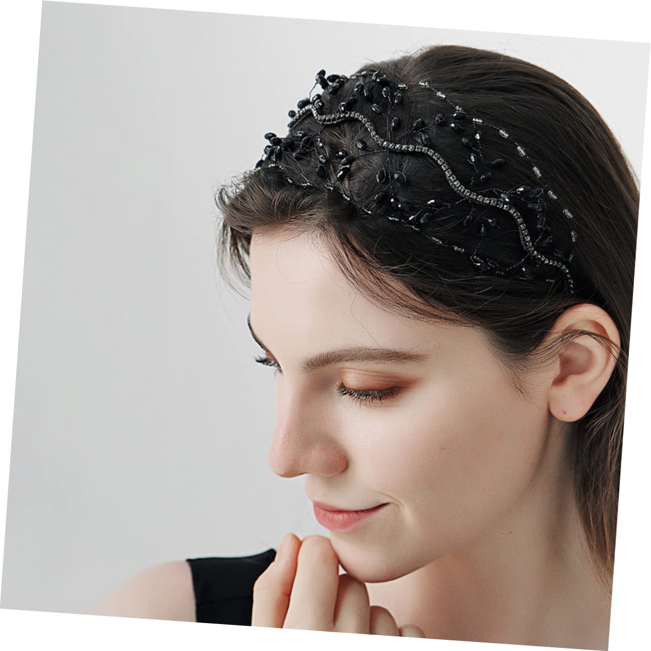 FRCOLOR 4 Pz fascia per Cerchio per scintillanti fasce per le donne strass fascia da sposa barrette hair pin copricapo di perline accessori per Lega di zinco Black