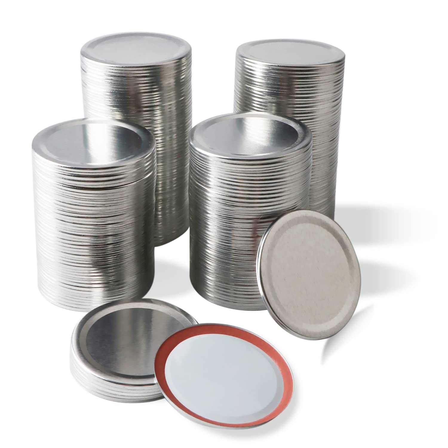 70mm Wide Mouth Canning Lids, Woaiwo-q Canning Lids, Mason Jar Lids with Leak Proof & Seals Rings,Food Grade Material (Silver, 208 Pcs)
