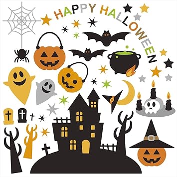 Amazon ウォールステッカー ハロウィン Halloween ハロウィーン おばけ ランタン モノクロ パーティ 文字 かわいい おしゃれ 600 1350mm シール式 壁紙 はがせる 剥がせる カッティングシート Wall Sticker 雑貨 ガラス 窓 Diy プチリフォーム パーティー