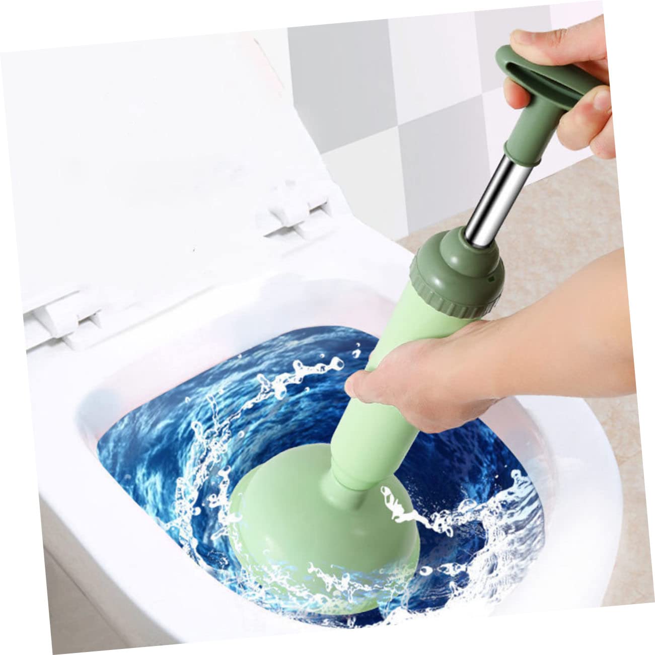 Alipis Stura Water a Pressione 2 Pezzi, Ventosa per WC in PVC e Acciaio Inox, Pulitore di Fognature per Casa e Hotel, Facile da Pulire