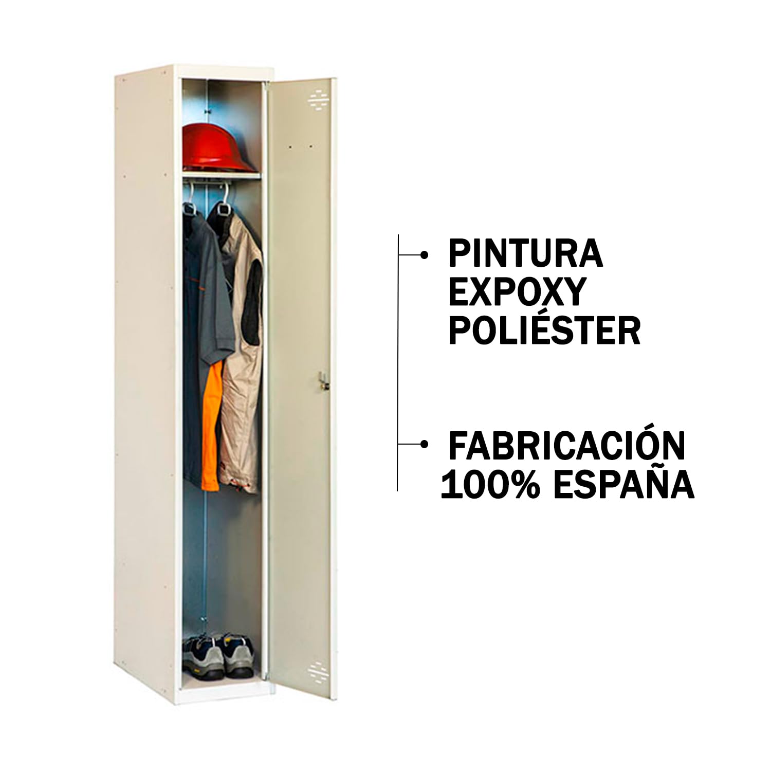 SimonRack Taquilla Vestuario Metálica, 1 Puerta, Incluye Llave, 1800x400x500 mm, Gris - Simonlocker | Incluye 2 Llaves, Pintura anticorrosión, Gris