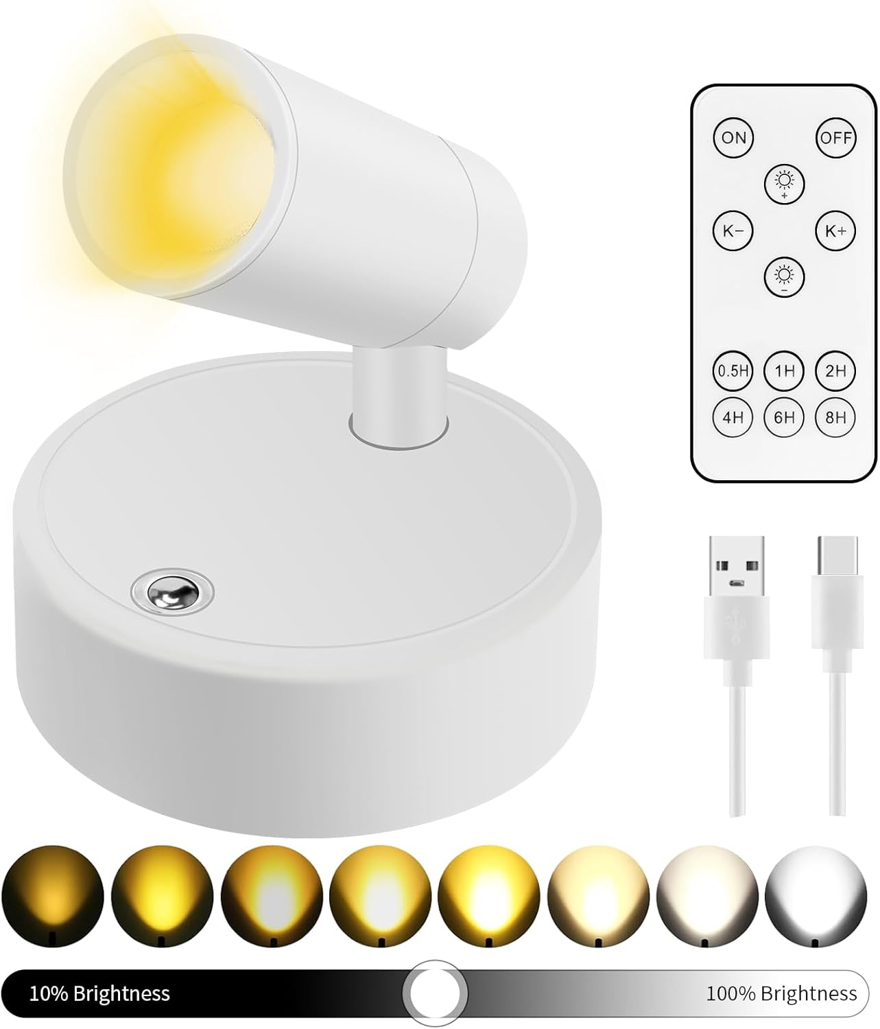 Product image of Battery Operated Spot Lights Indoor: 20-120Hrs Battery Life Wireless Spotlight with Stepless Color Temperature & Stepless Dimming & Timer, LED Accent Lighting with Remote for Plant Picture Wall Floor