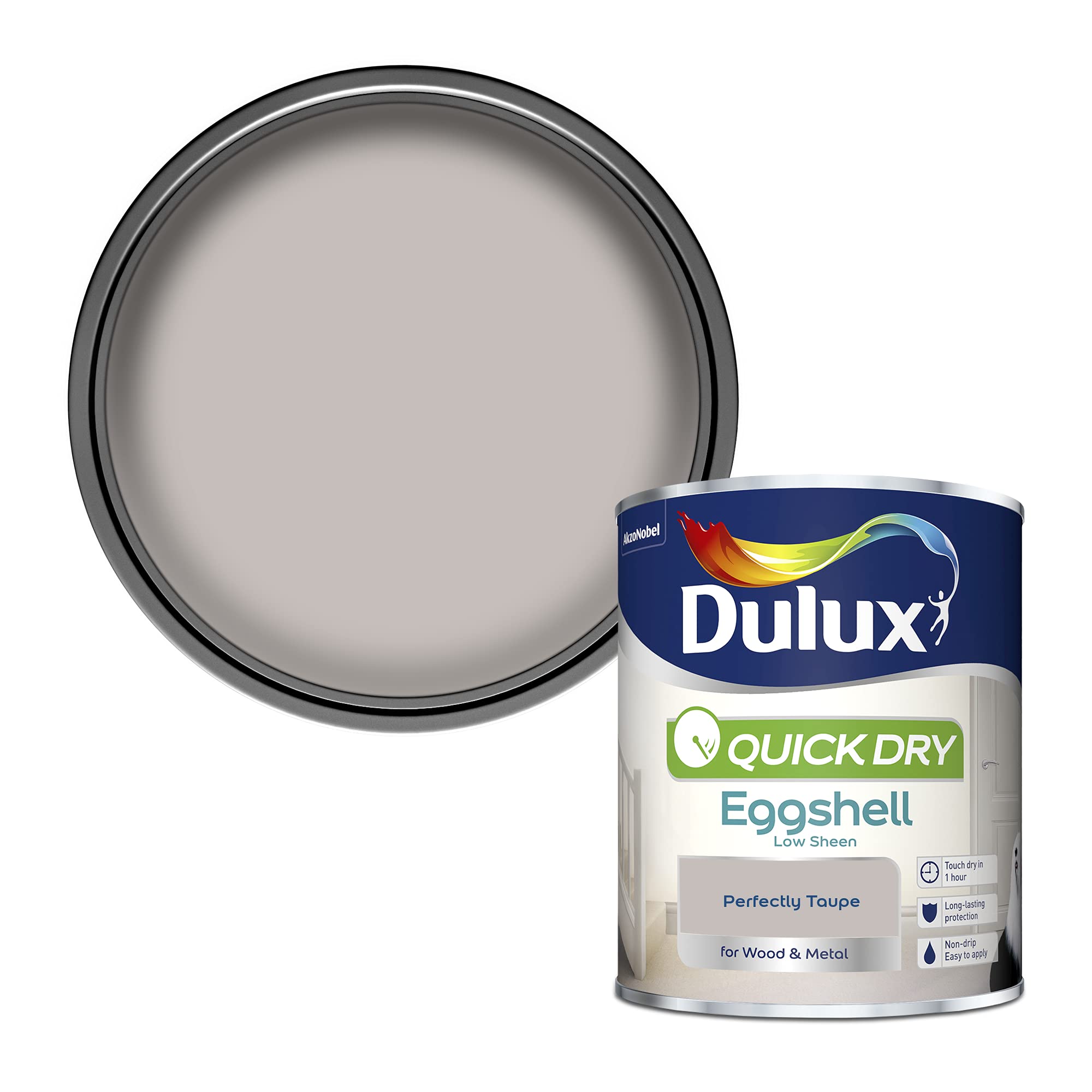 Dulux Perfectly Taupe 5358165 Quick Dry Eggshell Paint, 750 Ml