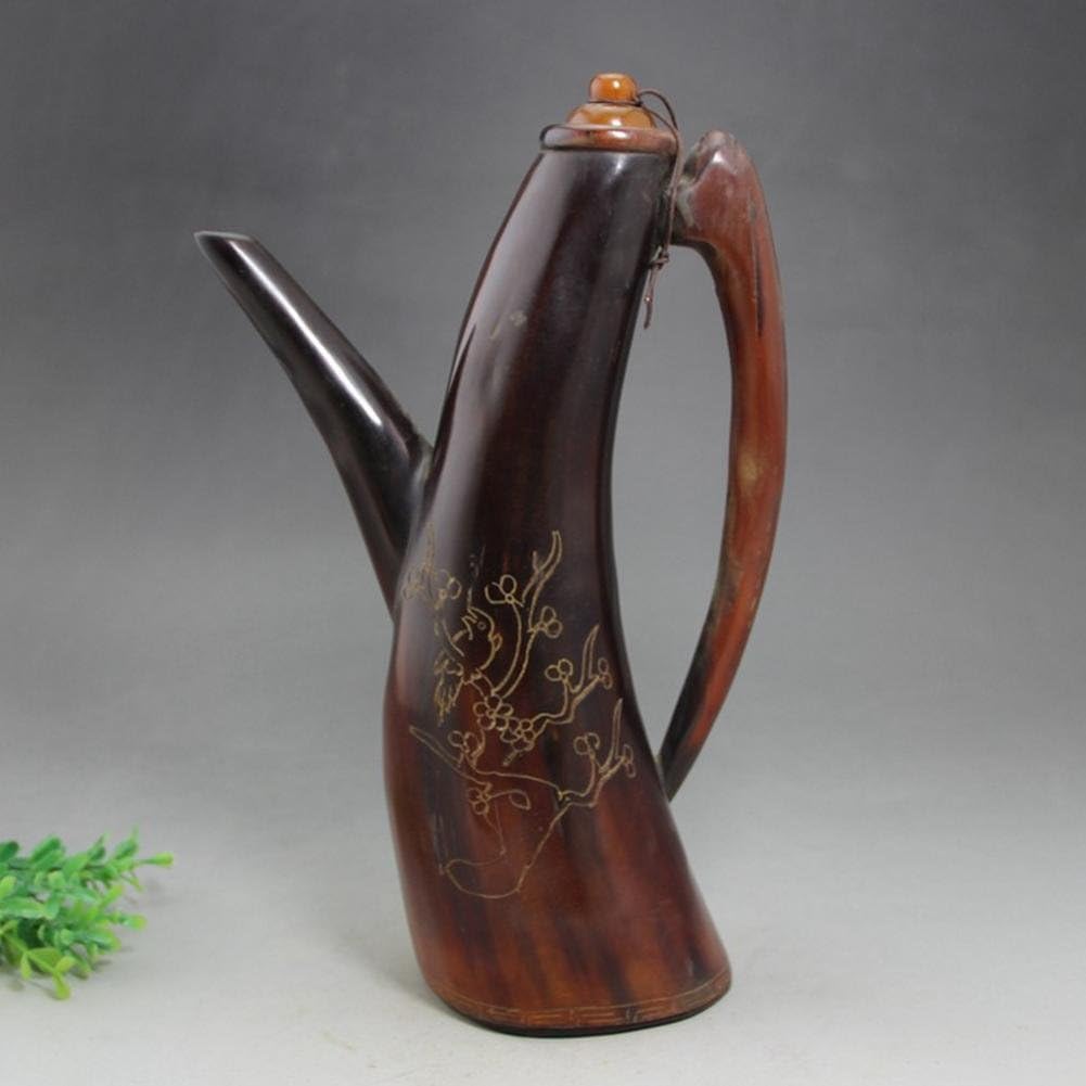 PENG Bone carving teeth carving crafts antique collection of retro to do the old carved hi on the plum horn horn kettle pot